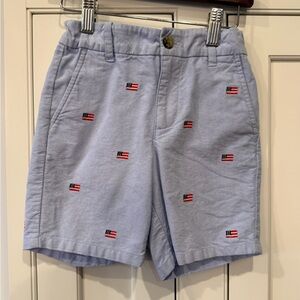 Janie and Jack Boys Light Blue Flag Embroidered Shorts